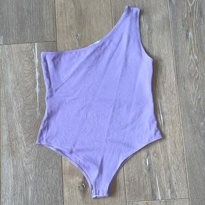 Lavender one shoulder bodysuit